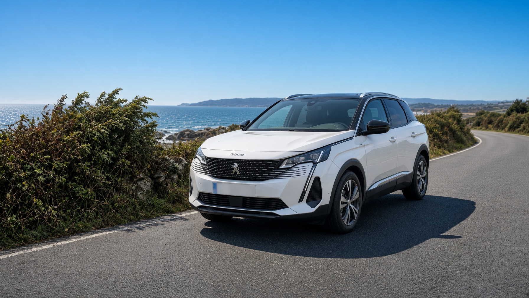 Peugeot 3008 convoyée sur une route du Morbihan