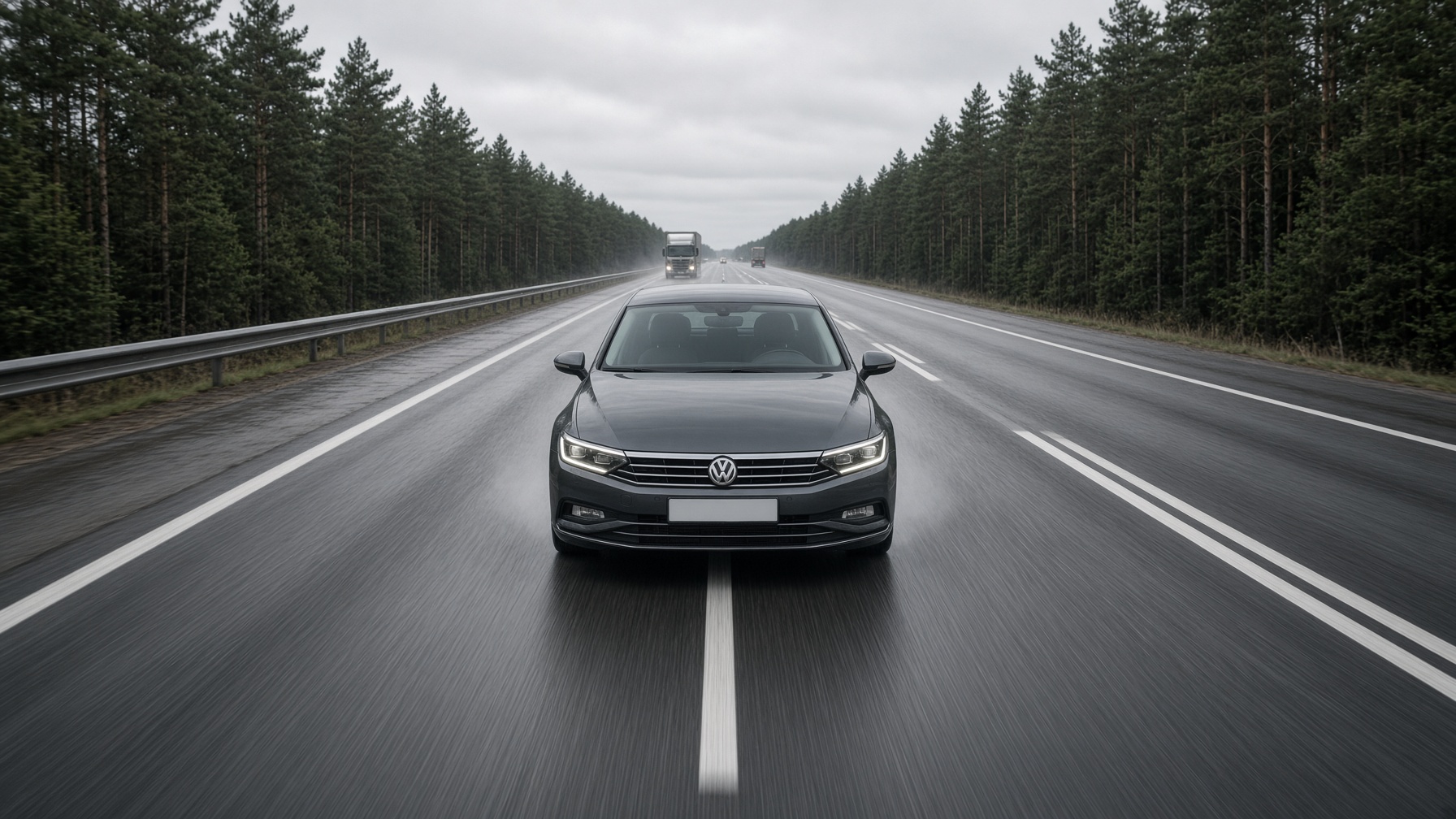 Volkswagen Passat en convoyage import export sur autoroute européenne